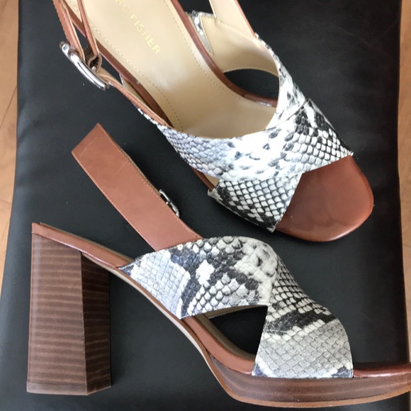 Marc Fisher Shoes - Marc Fisher 4” snake print sandals.